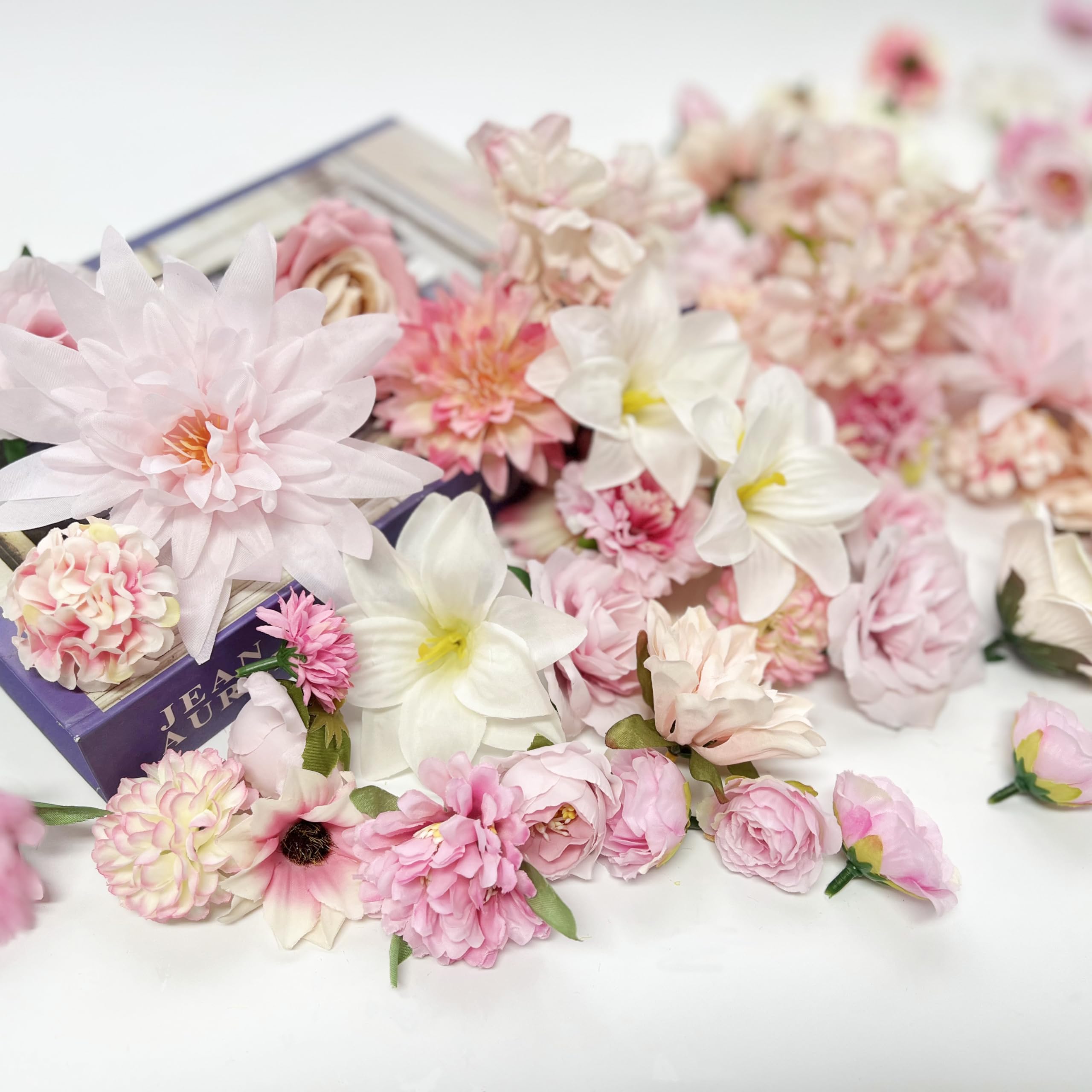 Artificial Pink Flowers Bulk Silk Roses Fake Flowers Heads for Crafts - DIY Home Spring Garden Floral Party Wildflower Garland Hanging Decoration Mini Big Small Faux Fabric Flowers Heads 3-12cm (Pink)