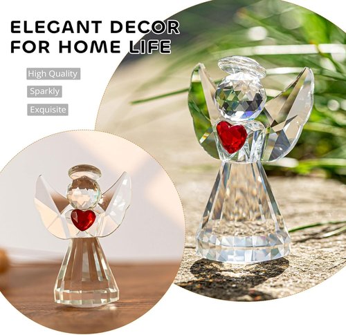 HDCRYSTALGIFTS Crystal Guardian Angel Figurine - 3.3 Inch Clear Art Glass Statue for Home Decor