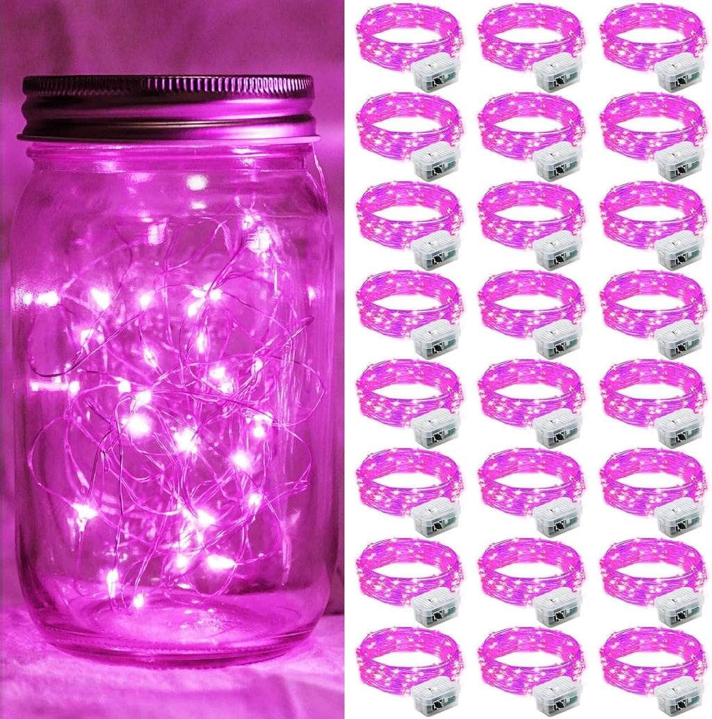 Skiennix 20 LED Pink Fairy Lights - 7Ft Twinkle String Lights | Battery Operated & Waterproof for Parties, Weddings, Christmas, Valentine's Day Centerpieces