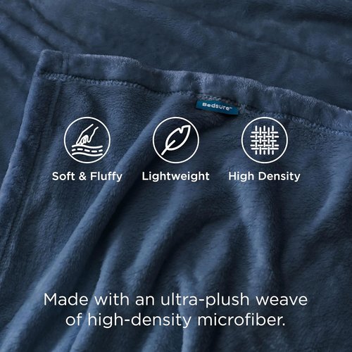 Bedsure GentleSoft Fleece Blanket - Soft, Lightweight Plush Queen Size in Mineral Blue, 90x90 Inches