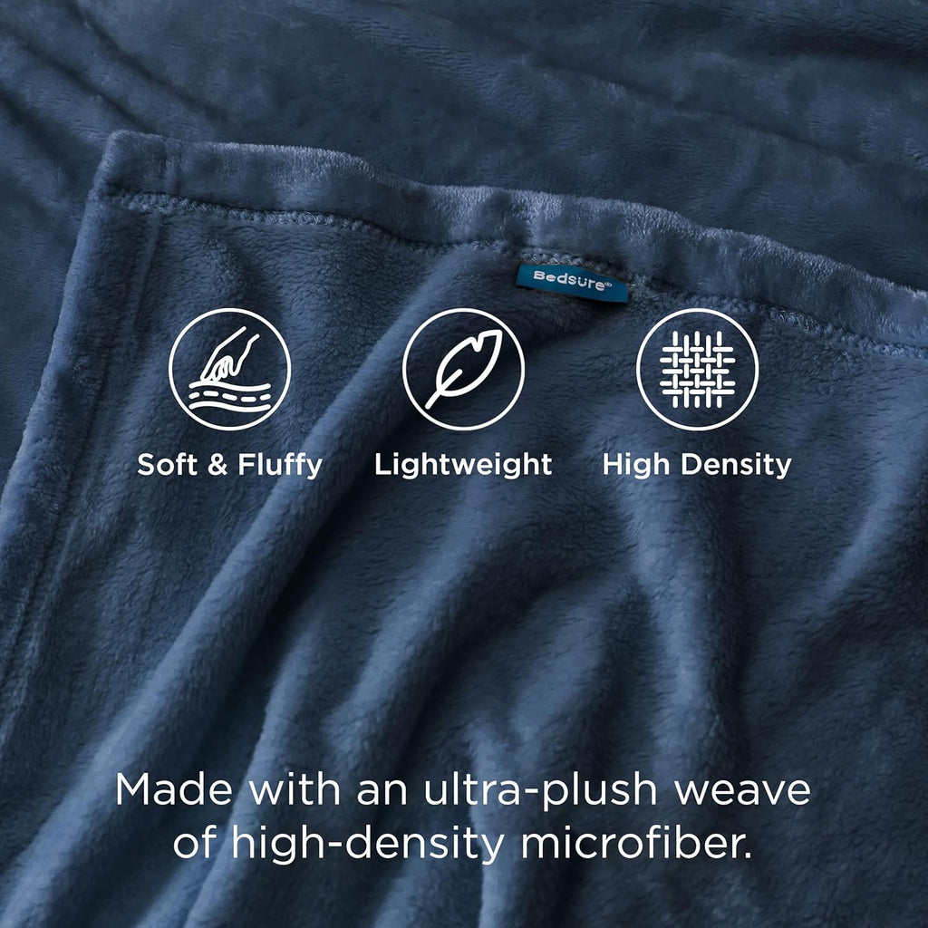 Bedsure GentleSoft Fleece Blanket - Twin Size Mineral Blue | 300GSM Lightweight Plush & Cozy 60x80 Inches