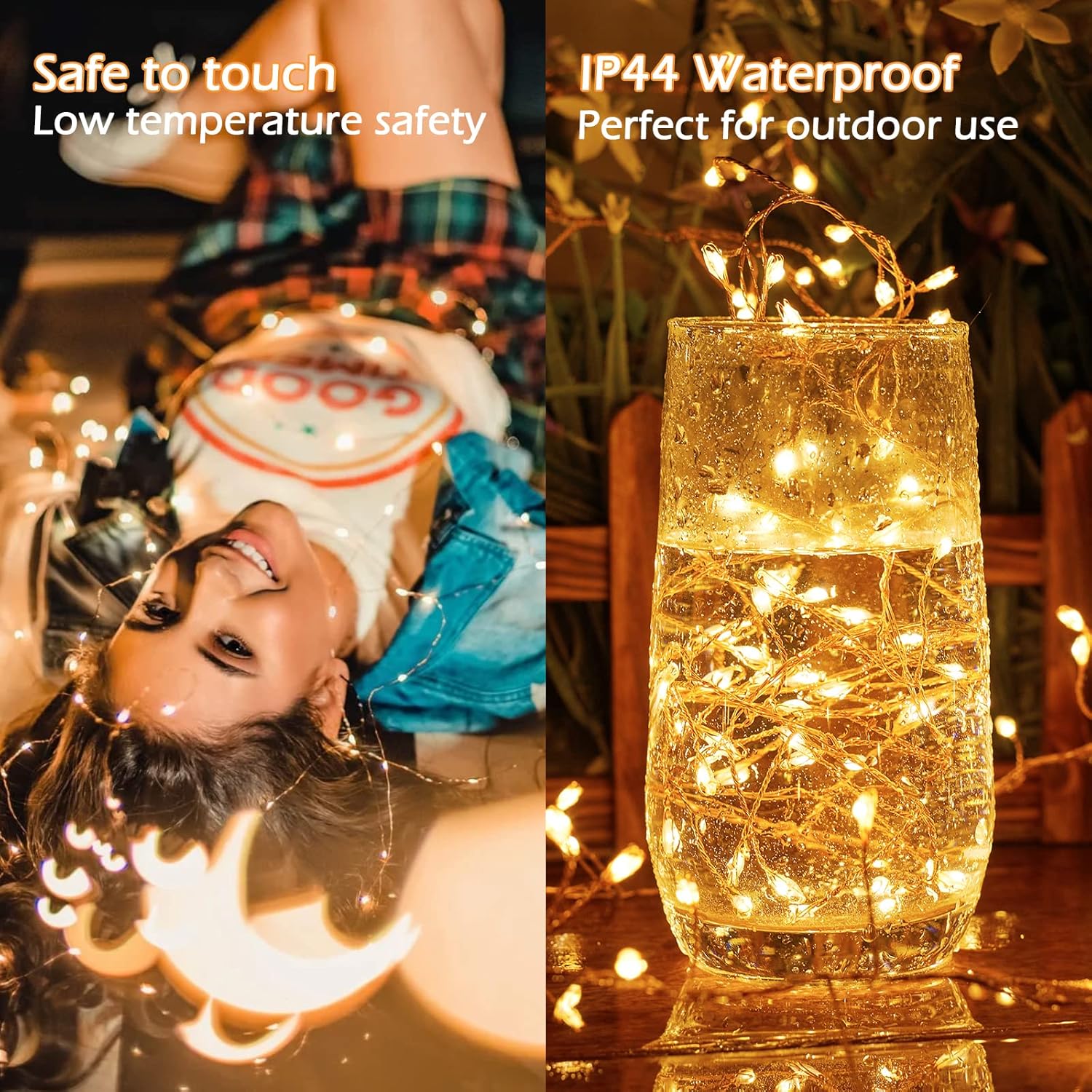 Skiennix 200 LED Fairy Lights - 10Ft Waterproof Copper Wire String Lights with 8 Modes | Warm White