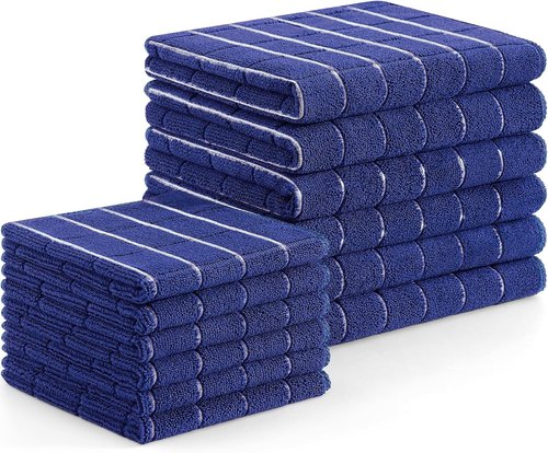 Homaxy Microfiber Kitchen Towels Set - 12 Pack Soft & Absorbent Dish Towels | Quick Drying, Navy Blue