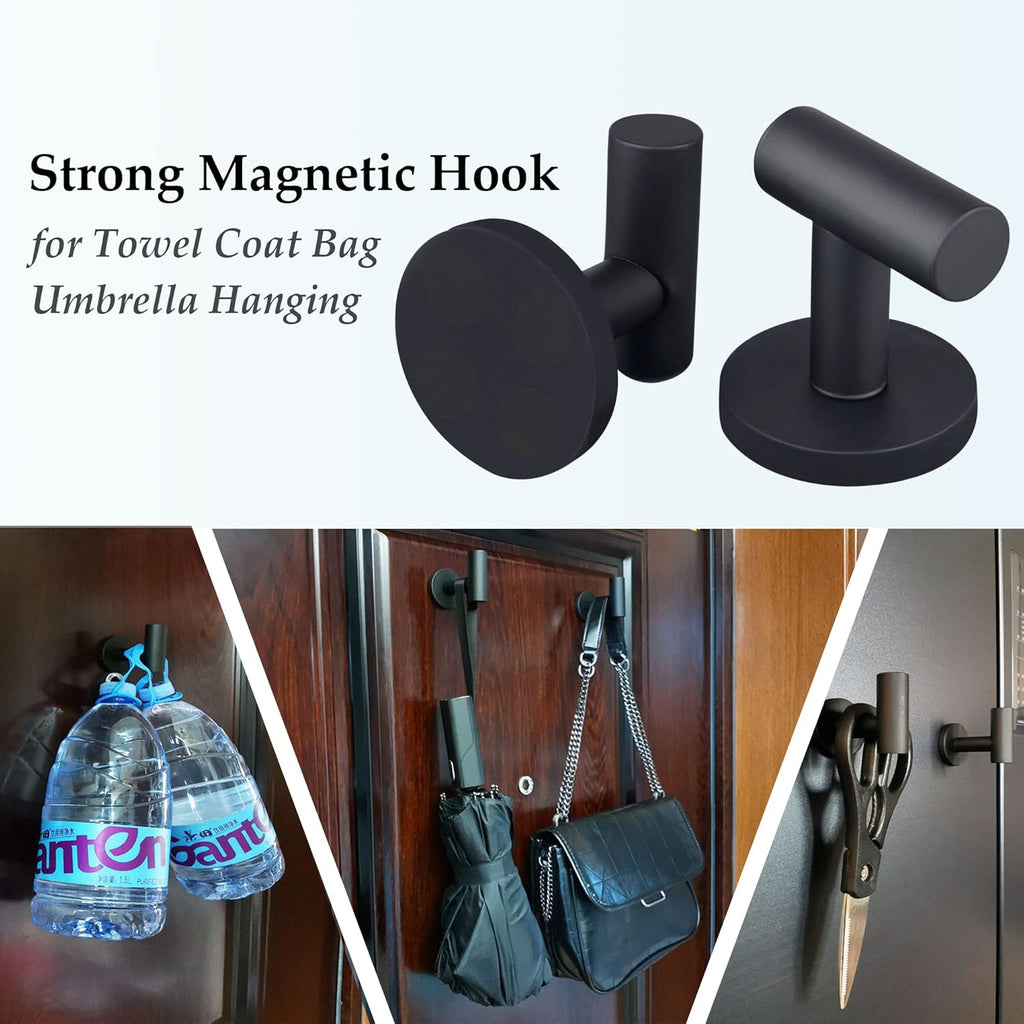 ULIBERMAGNET Strong Magnetic Coat Hooks - Heavy Duty Rubber Coated Neodymium Magnet for Metal Surfaces | Ideal for Towels, Coats, Bags, and Umbrellas