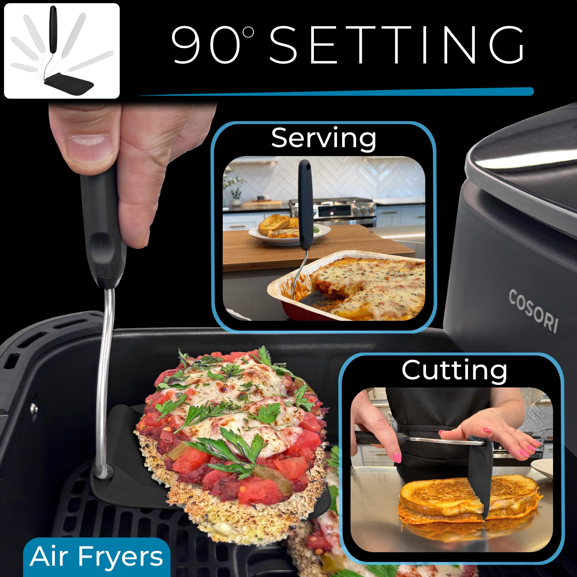 *New PPSU material, Adjustable Angle Spatula Turner and Flipper for Eggs, Pancakes, Burgers | Swappable Spatula Heads, Firm Feel But Flexible, Thin, Heat Resistant, Non-Stick Cookware Safe