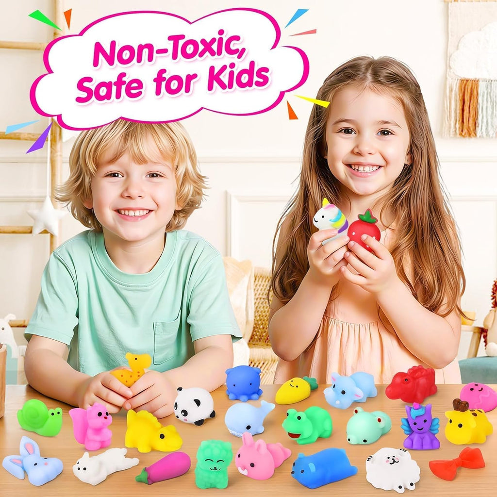 Skiennix 130pcs Kawaii Squishy Toys - Fun Fidget Treasure Box for Classroom Prizes & Gifts