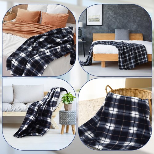 HunnmingRe 15 Pcs Plaid Blanket Bulk 60 x 50 Inch Buffalo Plaid Throw Blanket Soft Lightweight Warm Checkered Home Decoration for Couch Sofa Chair Bed Office Home Travel Outdoor