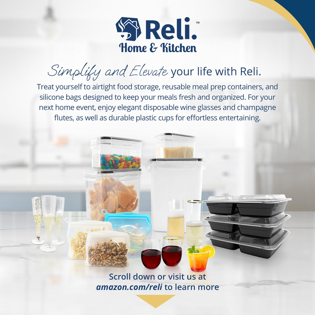 Reli. 5.2L Airtight Food Storage Containers with Lids (4 Sets) | Kitchen Organizers and Storage Pantry Organizers | BPA Free Plastic Container Set w/ 4 Measuring Cups, Dough Scraper, 6 Labels, Pen