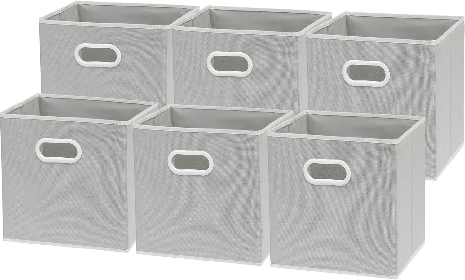 Simple Houseware Foldable Cube Storage Bins - 11-Inch Gray Fabric Organizers with Handles | 6-Pack for Closet & Shelves