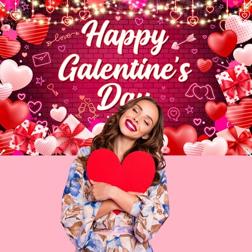 Avezano Galentines Day Decorations Happy Galentines Day Banner Backdrop 6x3.6 ft Love Heart 13 February Party Decor for Girls