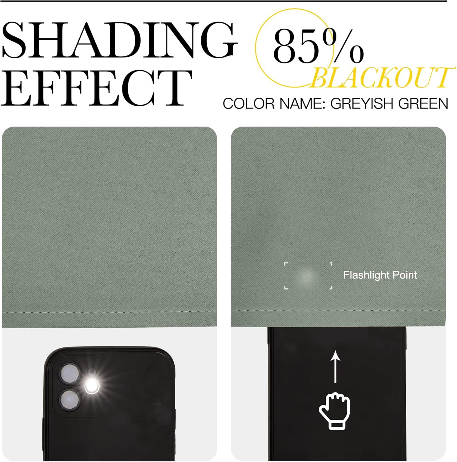 NICETOWN Greyish Green Blackout Curtains - 108" Long, 55" Wide, Sound Reducing & Heat Blocking | 2 Panels for Modern Rooms