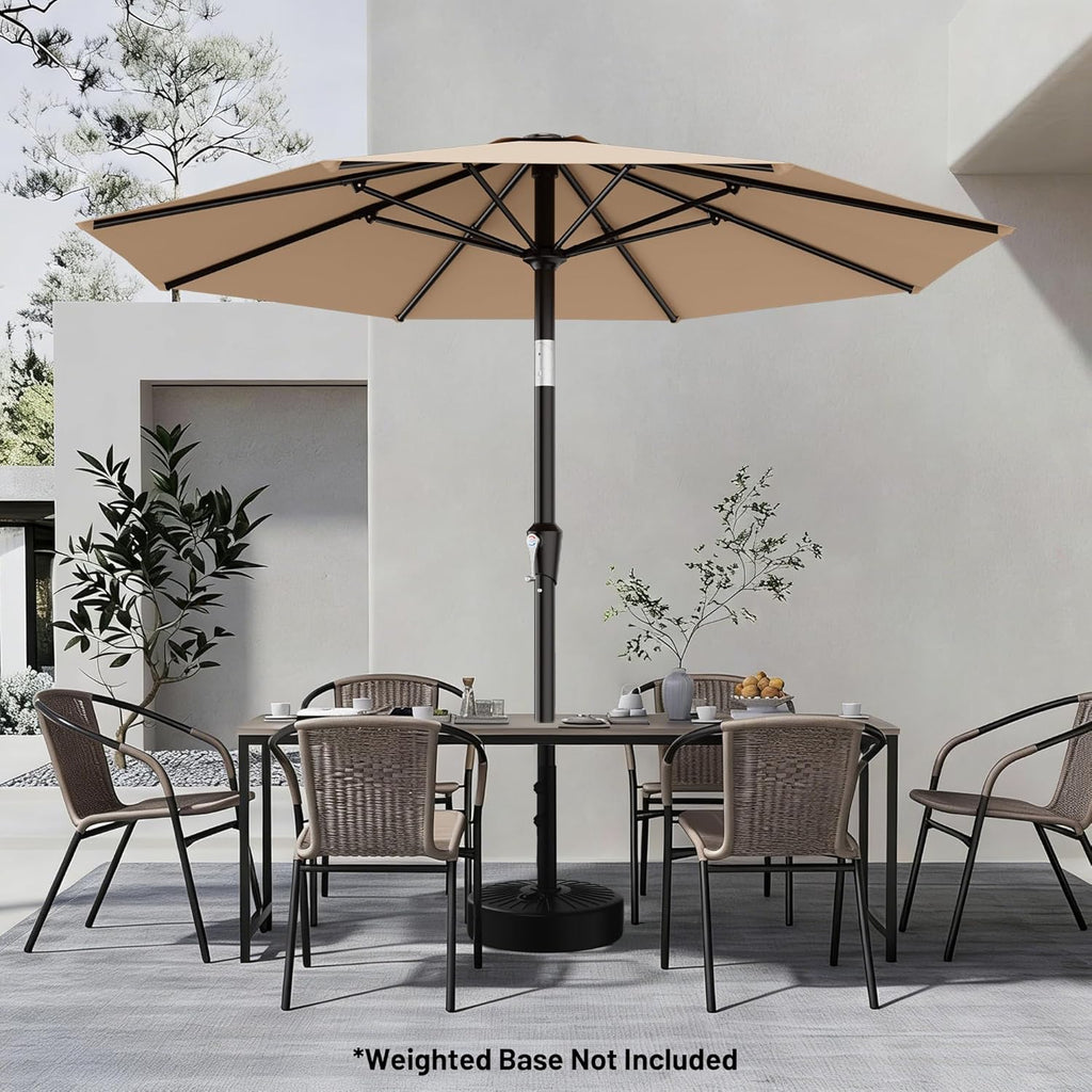 AreShark 9 FT Patio Umbrella - Outdoor Table Umbrella with Push Button Tilt & Crank | Beige, 8 Sturdy Ribs