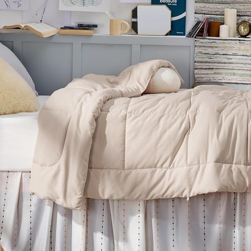 Bedsure Comforter Duvet Insert - All-Season Twin Size Quilted Bedding, GentleSoft Down Alternative, Beige 88 x 68 Inches