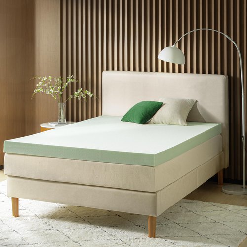ZINUS 4 Inch Green Tea Memory Foam Mattress Topper, Pressure-Relieving Layer, Ideal for Back Pain Relief, Compact WONDERBOX Packaging, CertiPUR-US Certified, Full