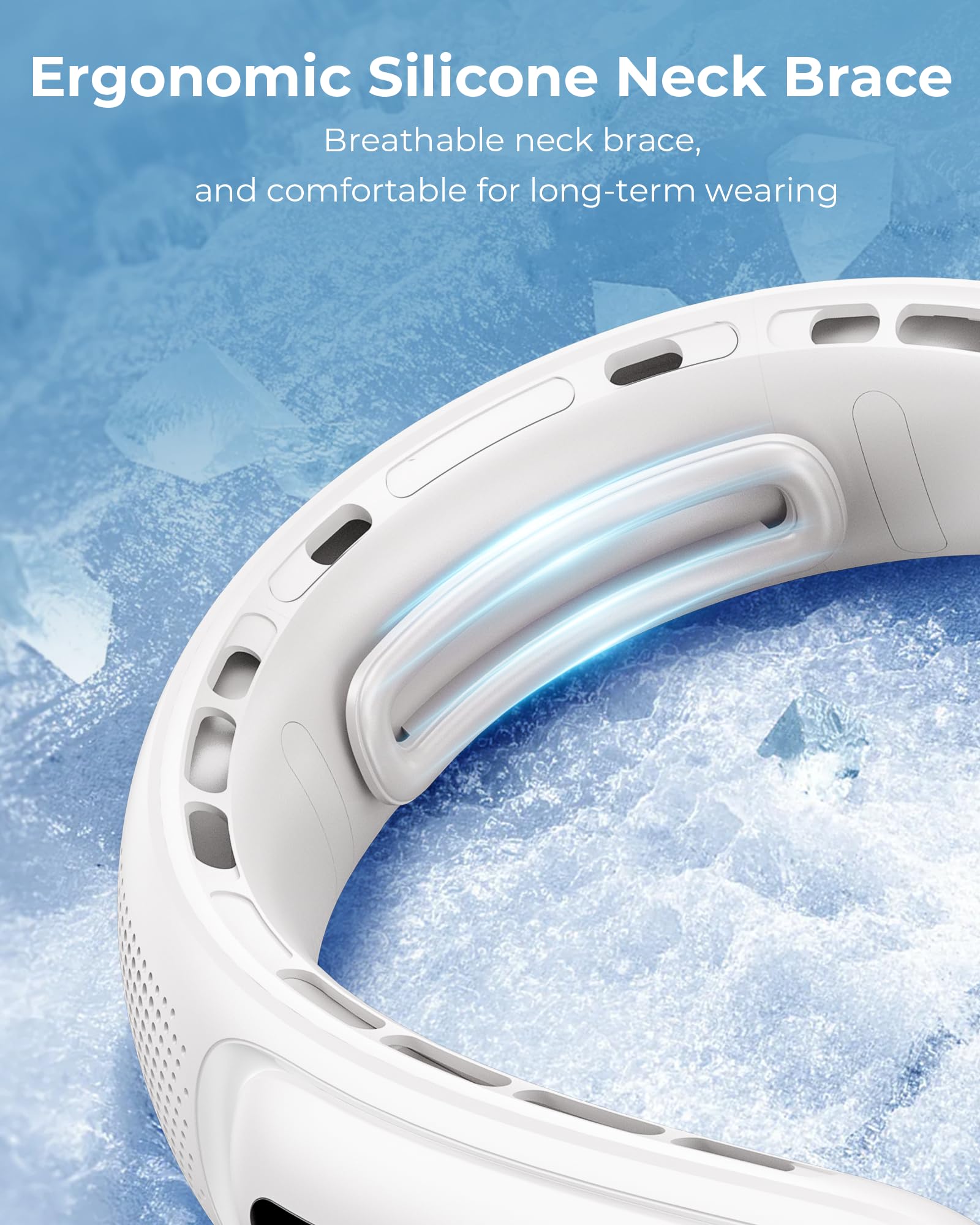 Jkjoy Portable Neck Fan, 4 Turbo Bladeless Neck Fan, 4000 mAh Battery Operated USB Rechargeable Personal Fan, 360° Cooling Hands Free Fan, 3 Speeds, LED Display, Wearable Fan for Office Travel Gifts