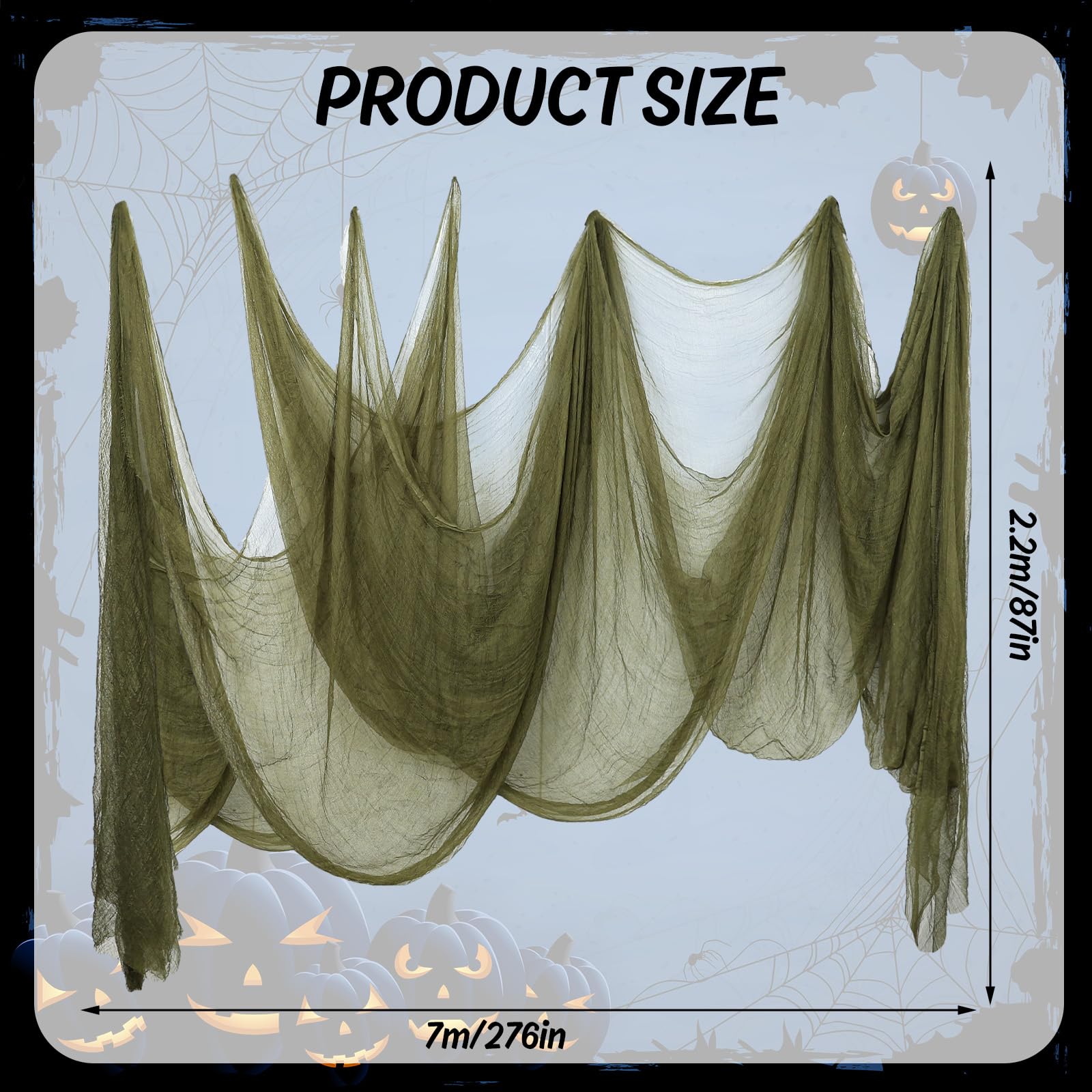 Whaline Halloween Olive Green Creepy Cloth 276 x 87 Inch Spooky Gauze Clothes Halloween Scary Decoration for Haunted Houses Party Supplies Indoor Outdoor