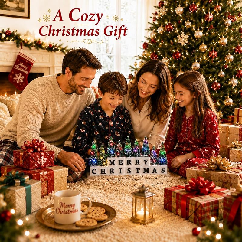 Multicolor Lighted Christmas Table Decor with 3D Merry Christmas Letters
