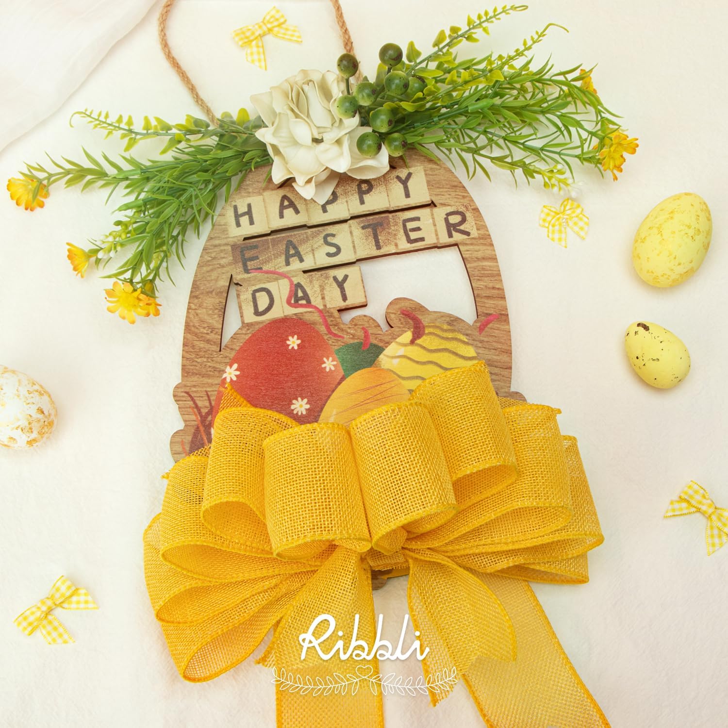 Ribbli Yellow Burlap Wired Ribbon - 2.5 Inch x 10 Yard | Perfect for Bows, Wreaths & Outdoor Decor