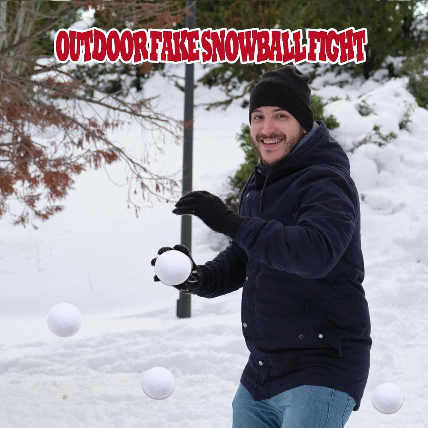 Skiennix 50Pcs Artificial Snow Toy Balls - Soft 2.36IN Fake Snowballs for Indoor Outdoor Fun