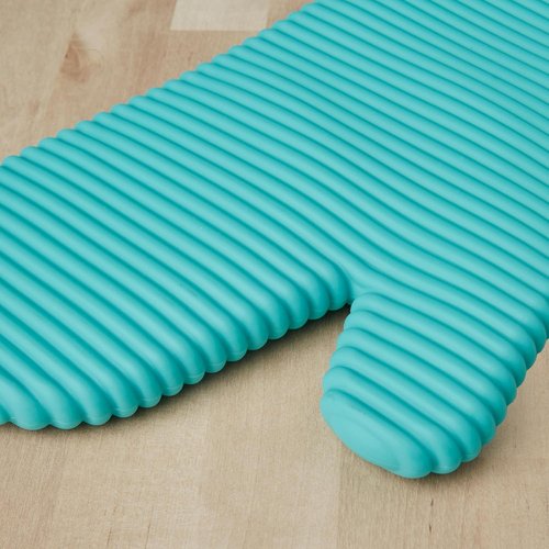 KitchenAid Ribbed Soft Silicone Oven Mitts - 2-Pack Set, 7.5"x13", Aqua Sky for Ultimate Heat Protection