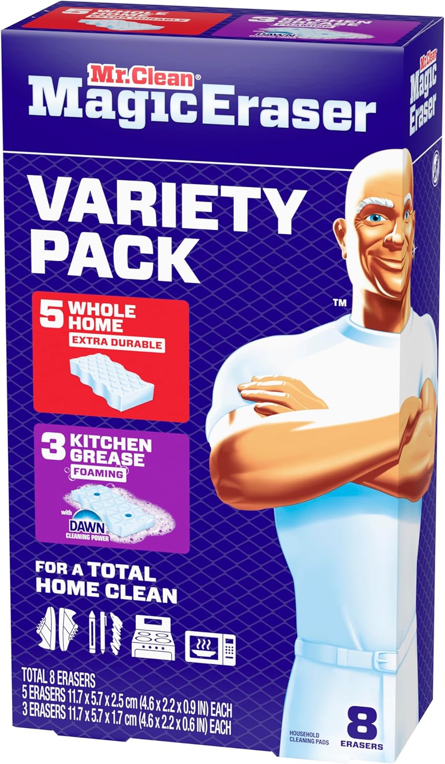 Mr. Clean Magic Eraser Sponge - All-Purpose Cleaning Pads | 5 Extra Durable & 3 Grease Erasers