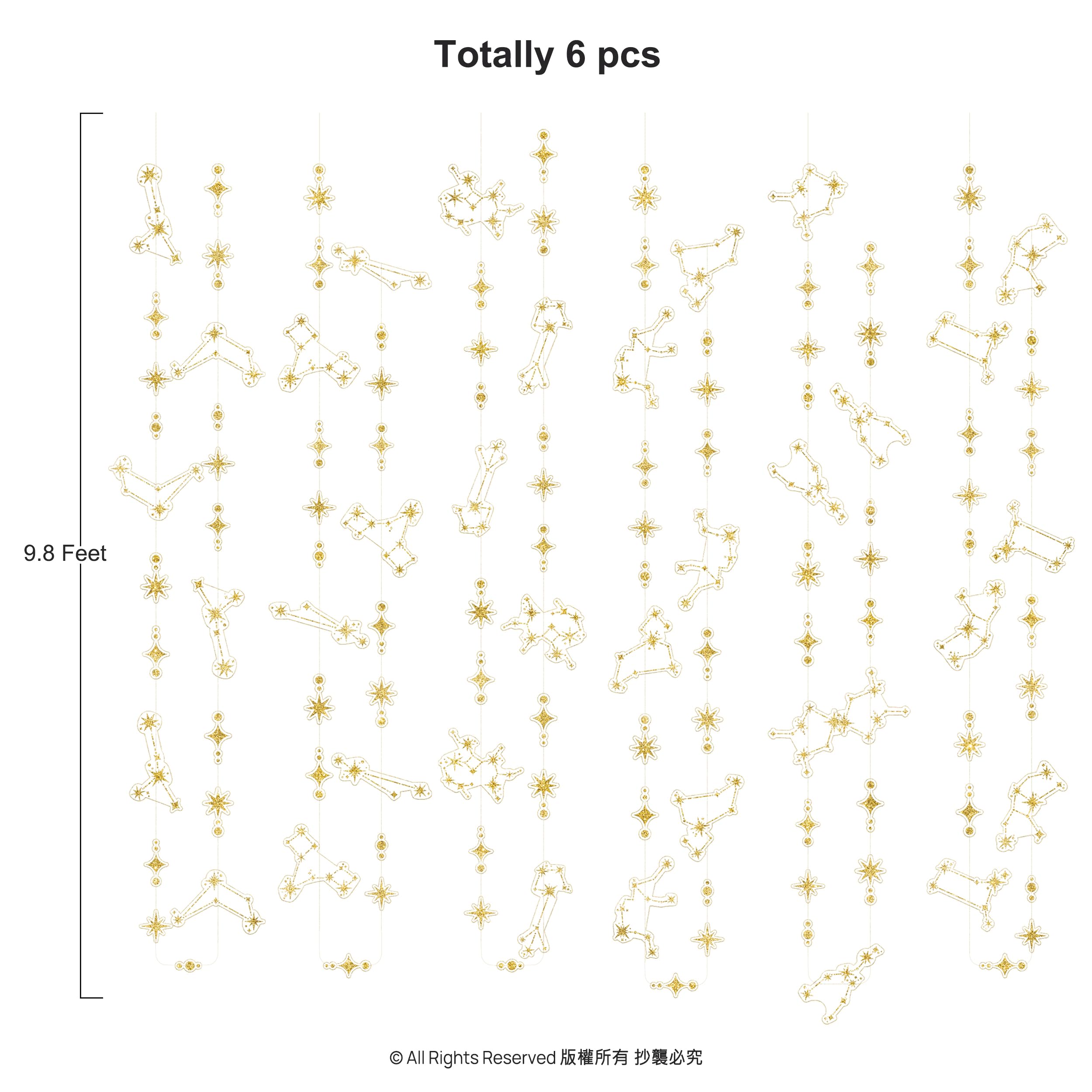 Cheerland Glitter Celestial Party Decorations Constellation Birthday Decoration Star Garlands Witchy Backdrop Astrology Decor Zodiac Theme Banner Hanging Stars Streamer Galaxy Party Suppplies (Gold)
