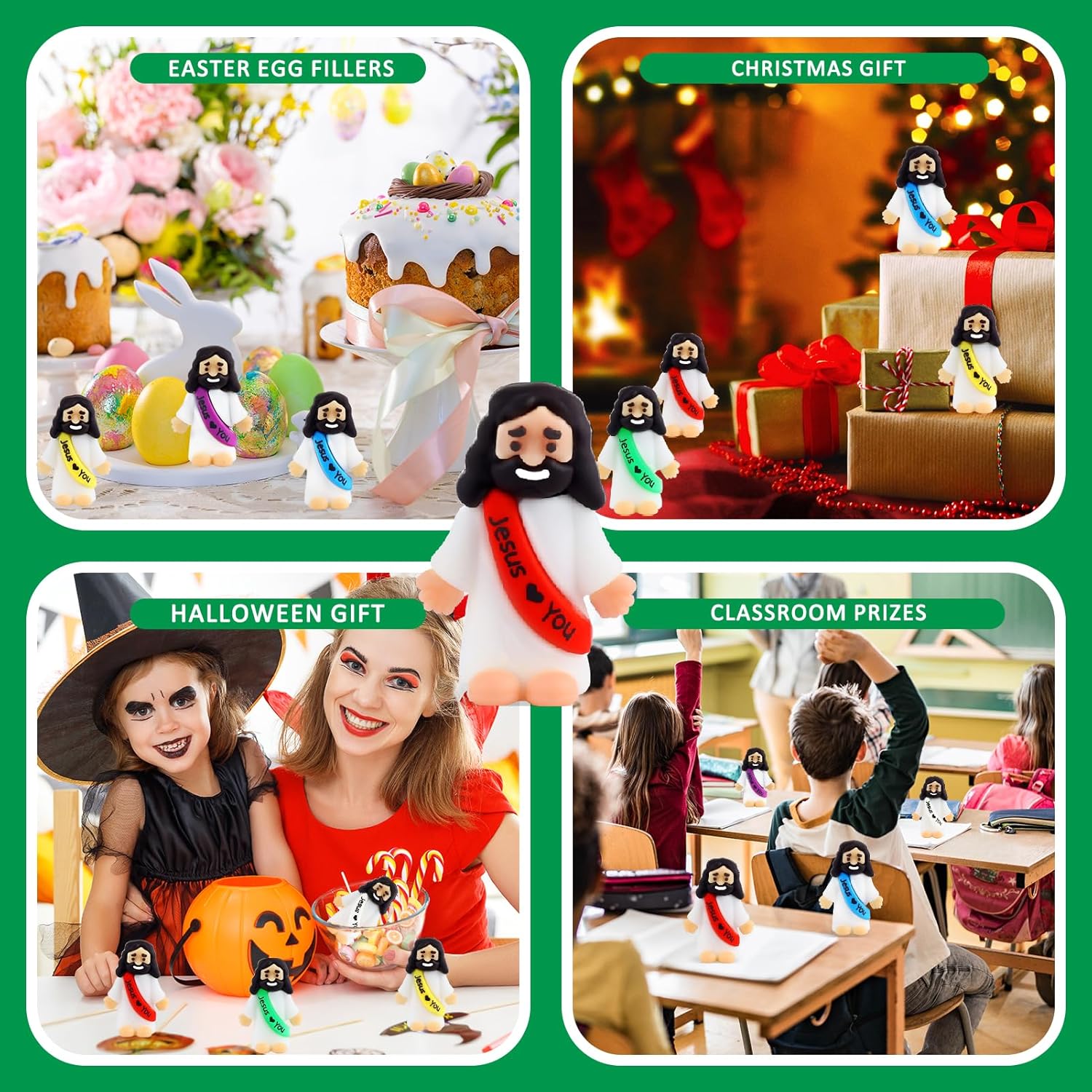 URSKYTOUS Mini Jesus Figurines - 25Pcs Rubber Saints for Easter Eggs & Baptism Gifts | Tiny Love You Dolls