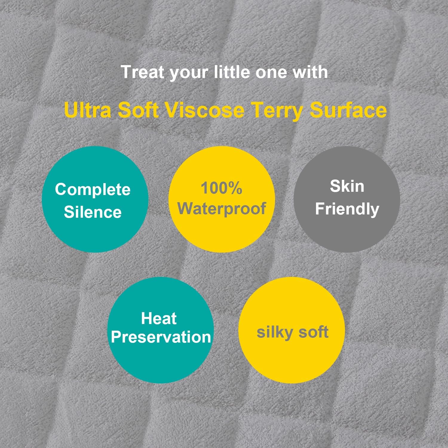 Skiennix Waterproof Crib Mattress Protector - Ultra Soft Viscose Terry, Fitted Design, Grey