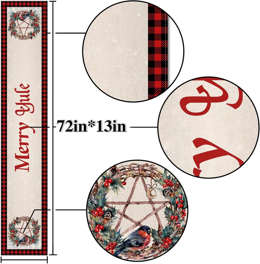 Nepnuser Yule Table Runner - Norse Wiccan Pagan Christmas Decor | 72 Inches for Festive Home Elegance