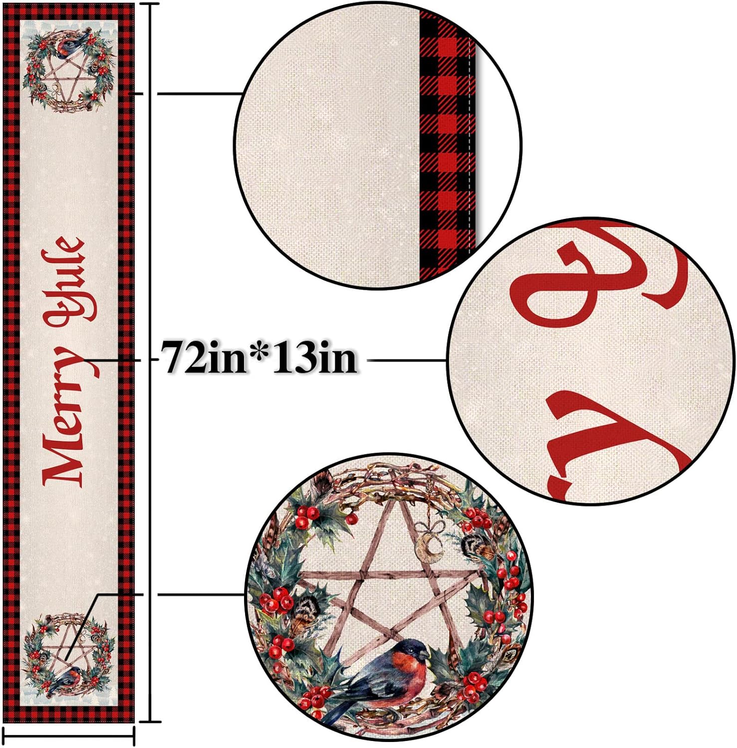 Nepnuser Yule Table Runner - Norse Wiccan Pagan Christmas Decor | 72 Inches for Festive Home Elegance