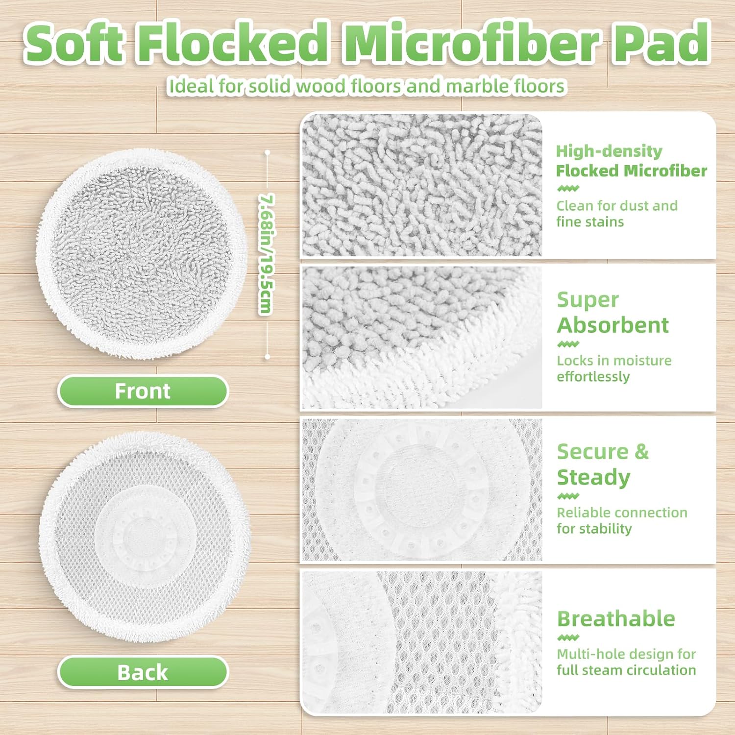 Shark Steam Mop Replacement Pads - 8 Pack Dirt Grip Soft Scrub Washable Pads for All Sealed Hard Floors | Part XKITP7000