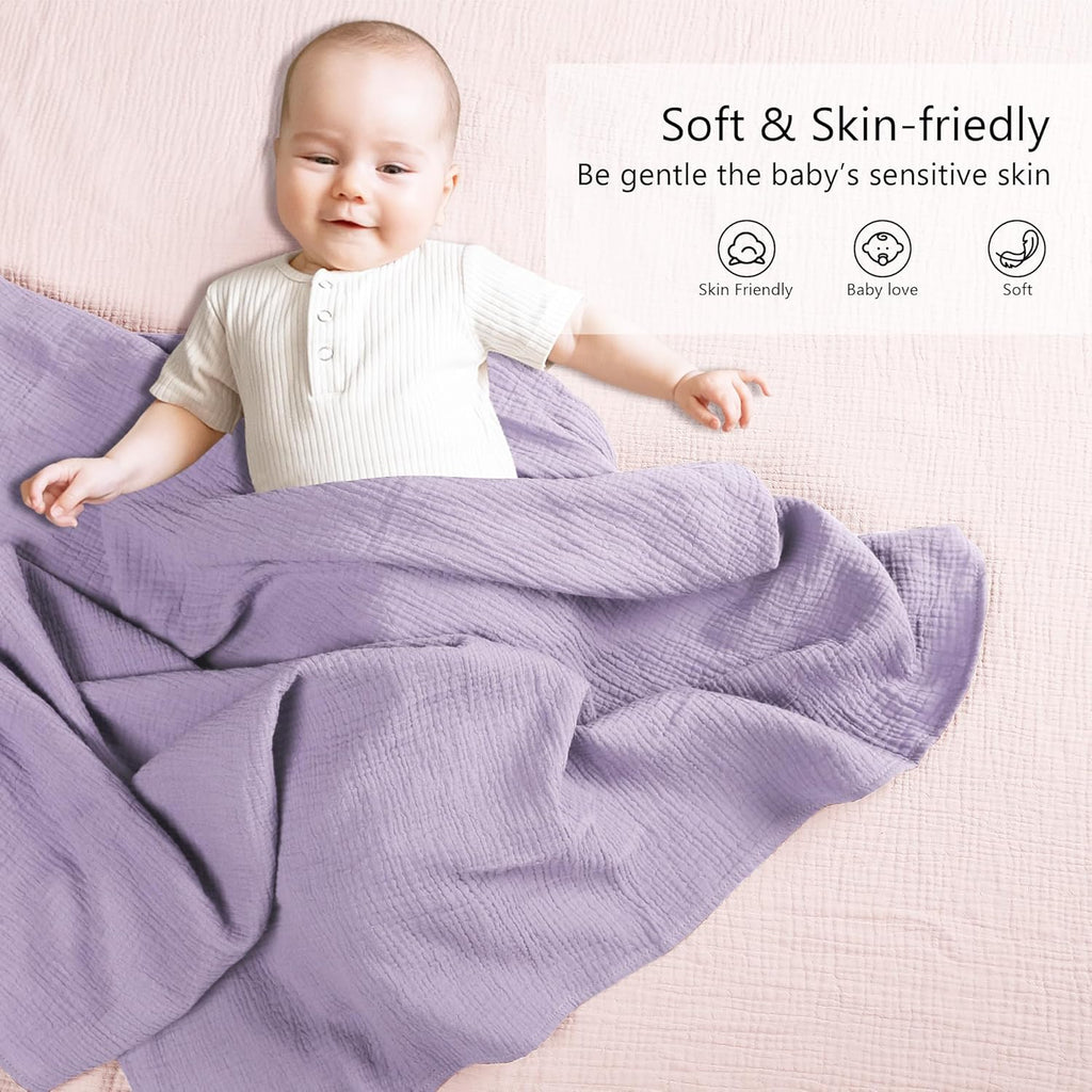 Susurration Muslin Receiving Blanket - 100% Cotton Soft Swaddle for Newborns | Unisex Pink 38x40 Inch