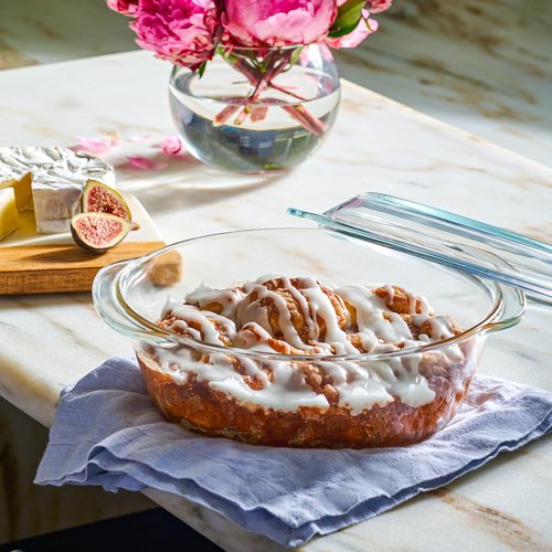 Le'raze 6-Piece Glass Tureen Bakeware Set - Durable Borosilicate Dishes with Lids, Microwave Safe, Clear Casserole Cookware