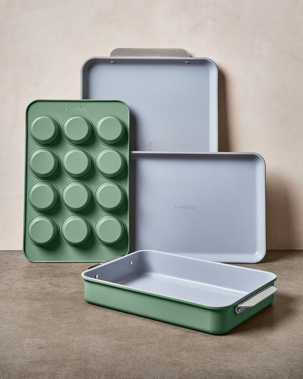 Caraway Nonstick Baking Pan Set - 2x 9" x 6.5" & 1x 9" x 13" - Non-Toxic Ceramic, Aluminized Steel - Ideal for Casseroles & Lasagna - White