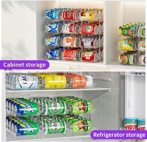 Can Organizer for Pantry by Upgraded - Modular 4-Tier Storage Rack | Holds 48 Cans, Clear Design