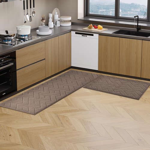 anllugs Machine Washable Kitchen Rugs 24" x 70", Non-Slip Kitchen Runner Rugs Mats for Floor, Absorbent Comfort Standing Mats for Kitchen, Sink, Laundry and Hallway, Rolled Packaging, Grayish Brown