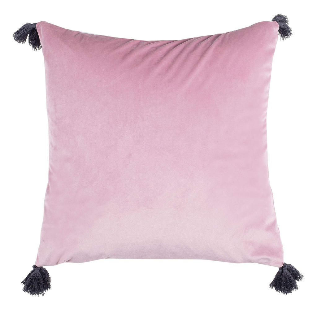SAFAVIEH Home Adelina Pink and Black Corner Tassel 18-inch Decorative Pillow