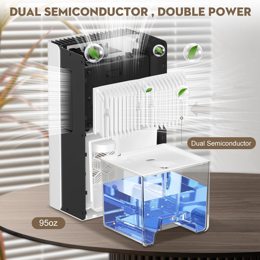 ToLife Dehumidifier - 1000 Sq.Ft. Home Dehumidifier with 95 OZ Tank & Auto Shut Off | LED Light Options