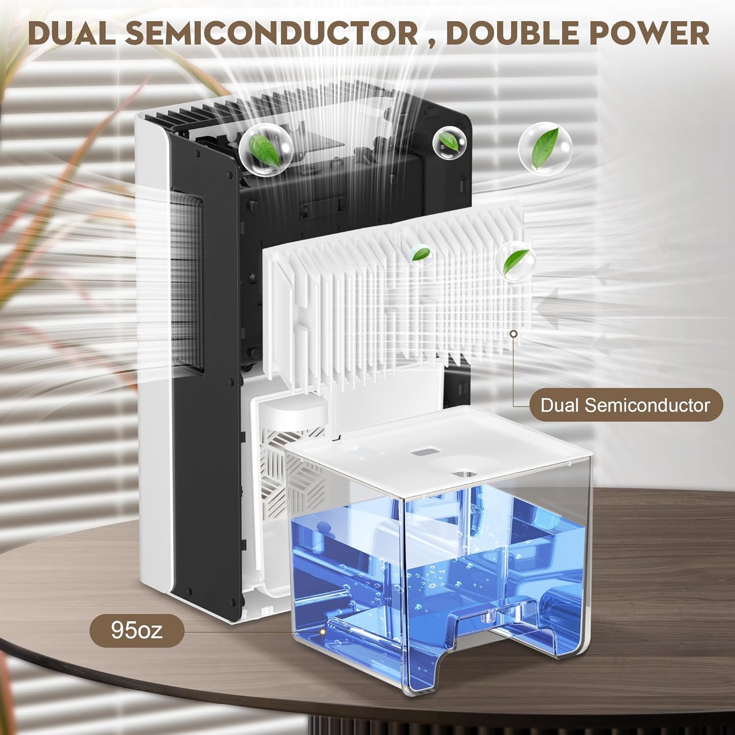 ToLife Dehumidifier - 1000 Sq.Ft. Home Dehumidifier with 95 OZ Tank & Auto Shut Off | LED Light Options