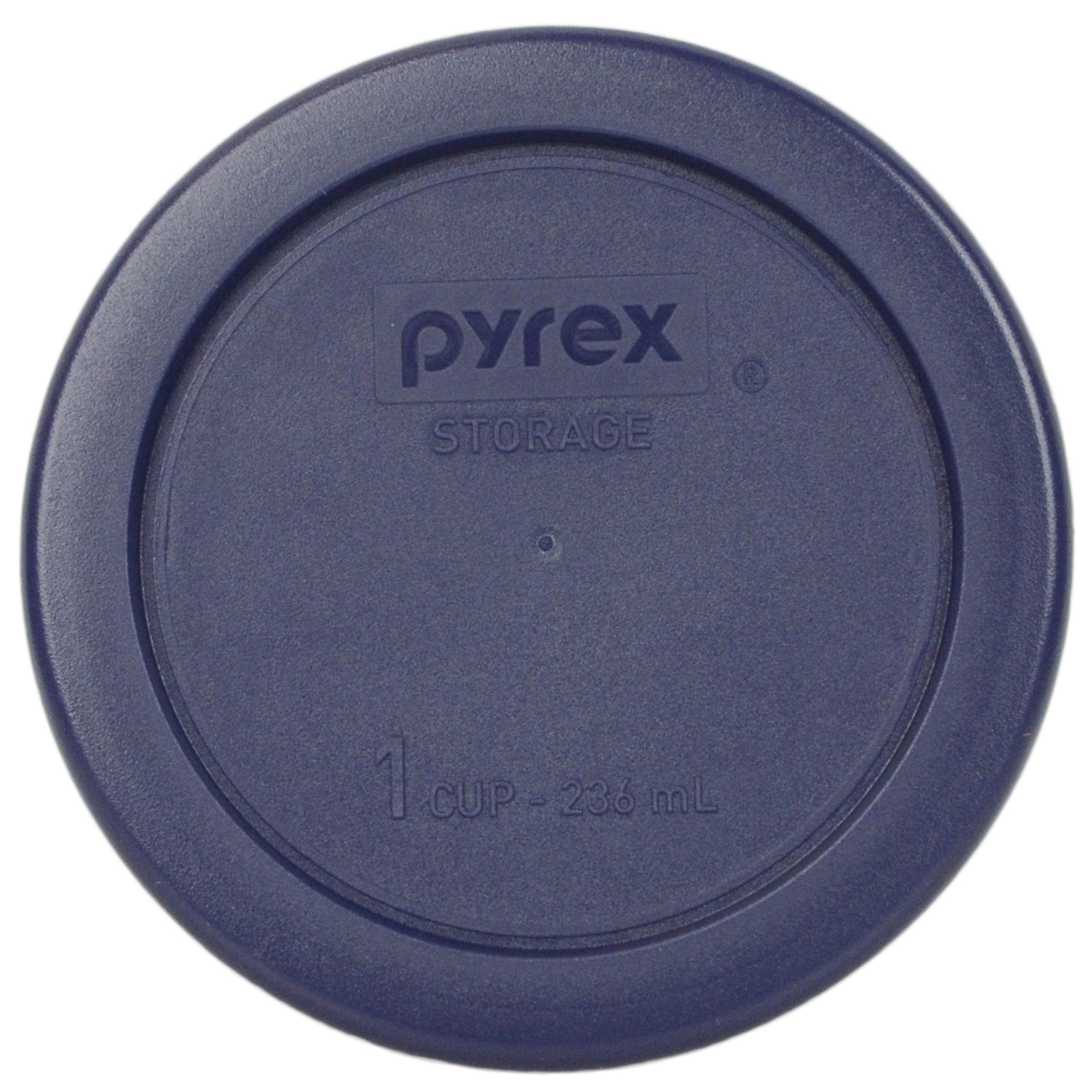 Pyrex 7202 1-Cup Glass Bowl & 7202-PC Dark Blue Lid (4-Pack) - Made in USA