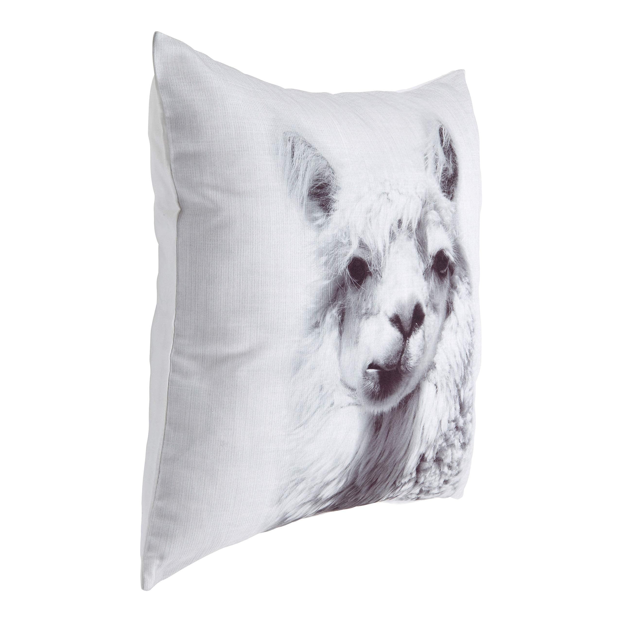 Kate and Laurel Como Decorative Alpaca Print Square Throw Pillow Cover, 18x18, White