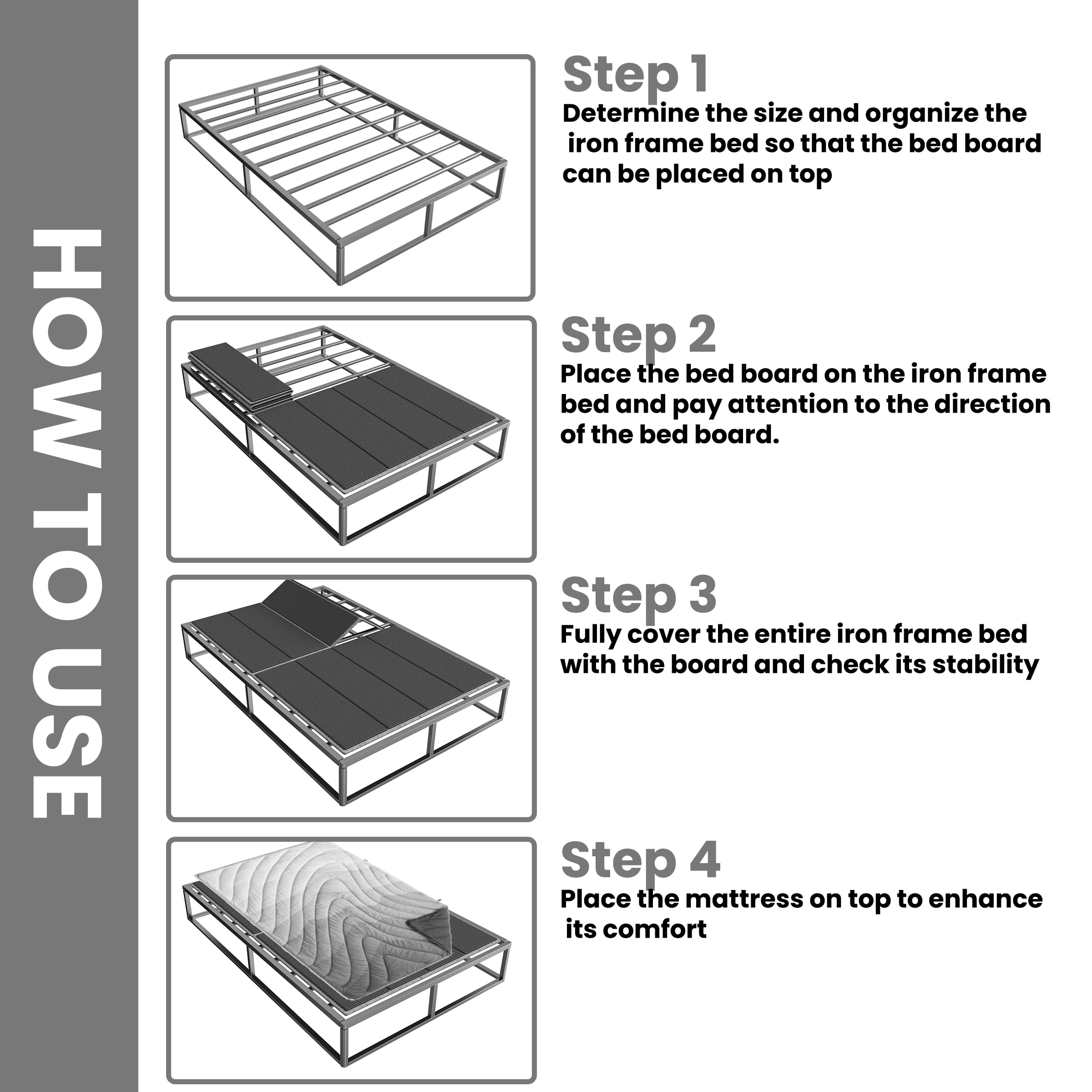 Irrical Light and Thin Bunkie Board, Folding Spring Box,Full Size 54x75'', Large Double Bed 10MM, Bed Support Flat Noodles,Light and Thin, Breathable, Noise Minimizing
