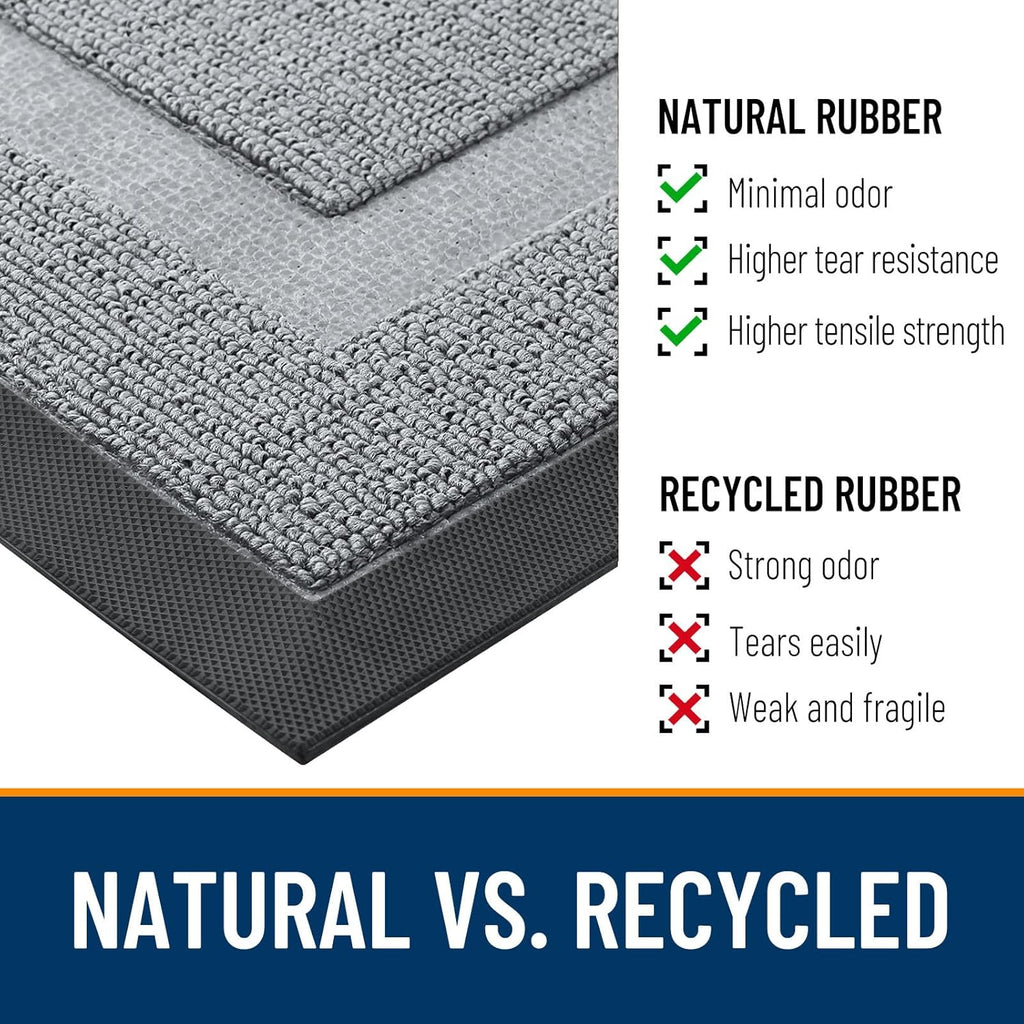 OLANLY Waterproof Front Door Mat - All-Weather Indoor/Outdoor Doormat | Sturdy Natural Rubber, 29.5x17, Ash Gray