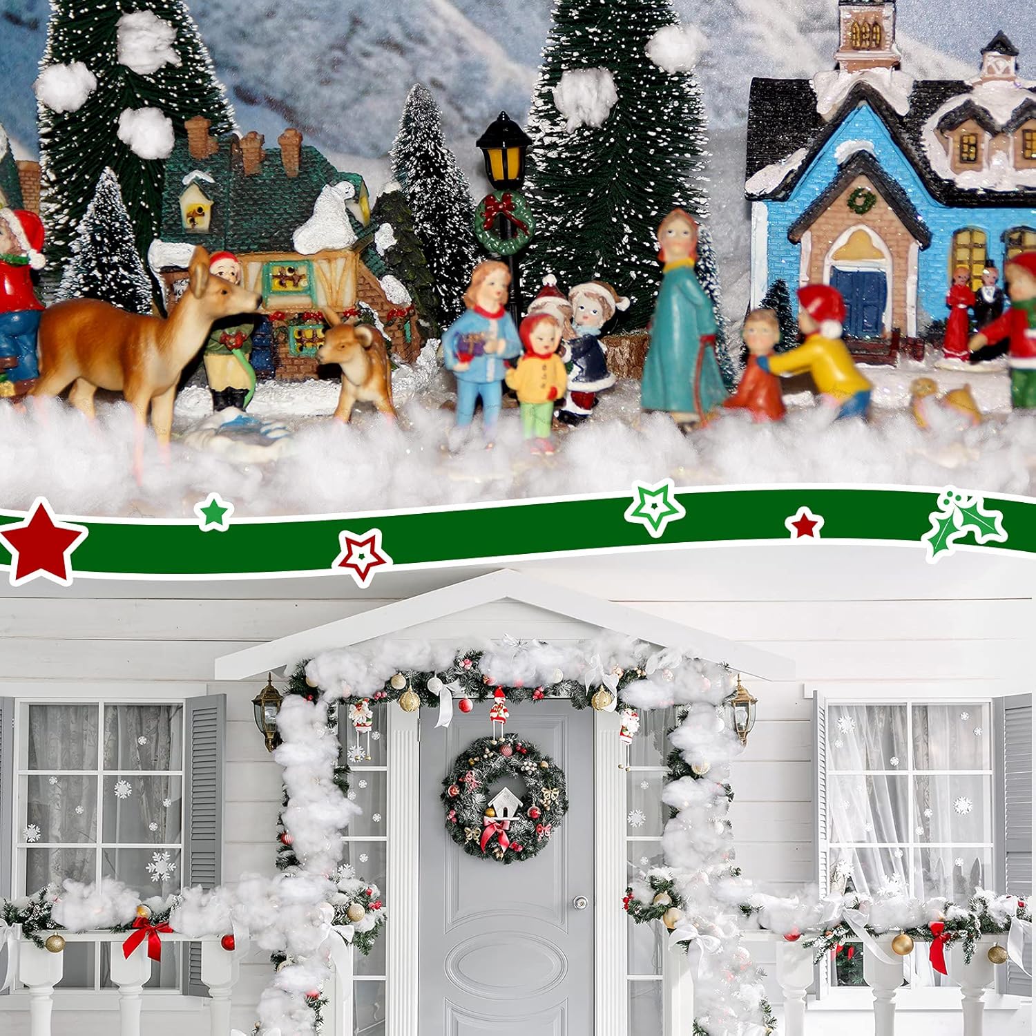 Riakrum Fake Snow Decor - Artificial Fluffy Fiber Stuffing for Tree Covering | 60g White Snow