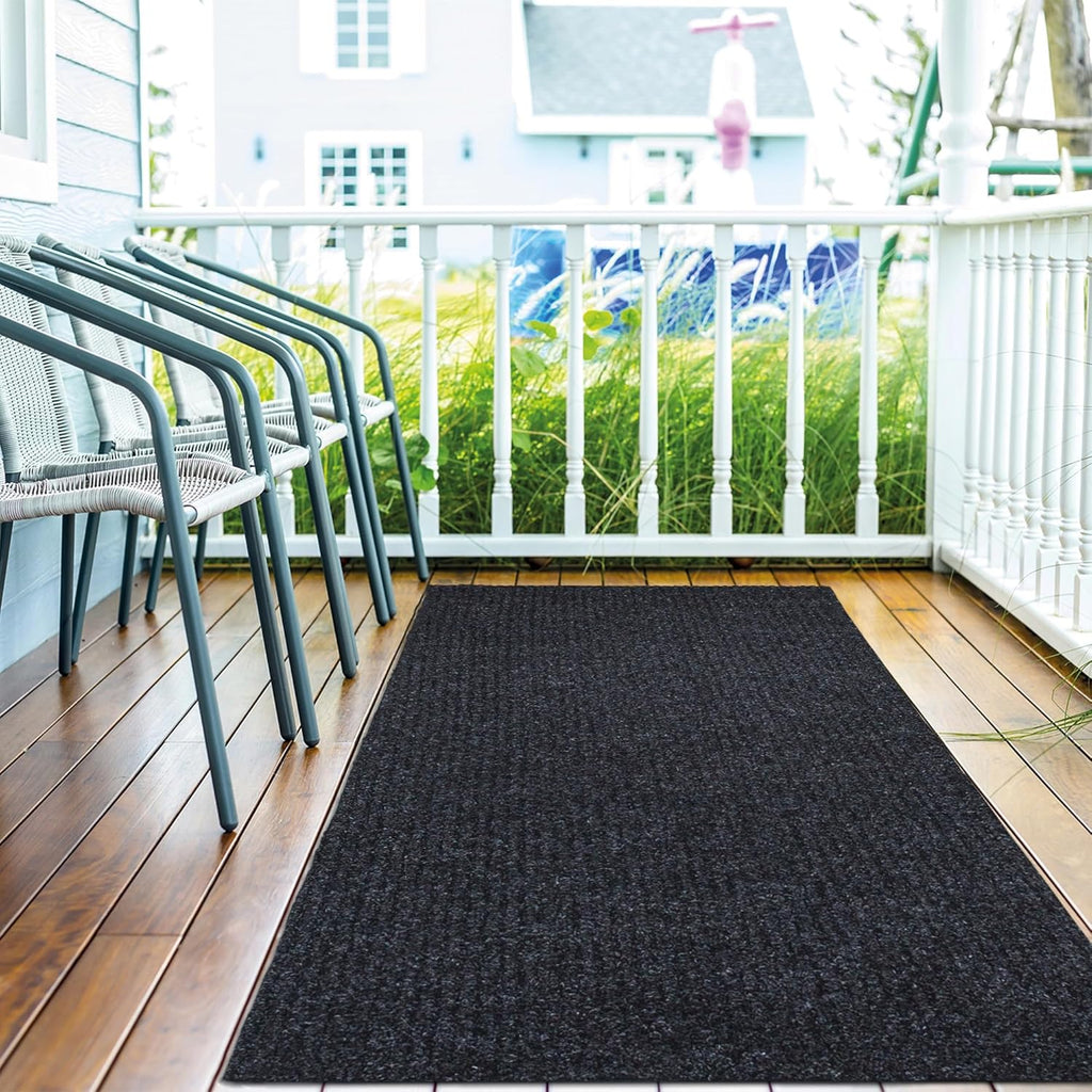 Ottomanson Hallway Runner Rug - Durable Non-Slip Mat for Indoor & Outdoor Use | 2' x 6' Black Carpet