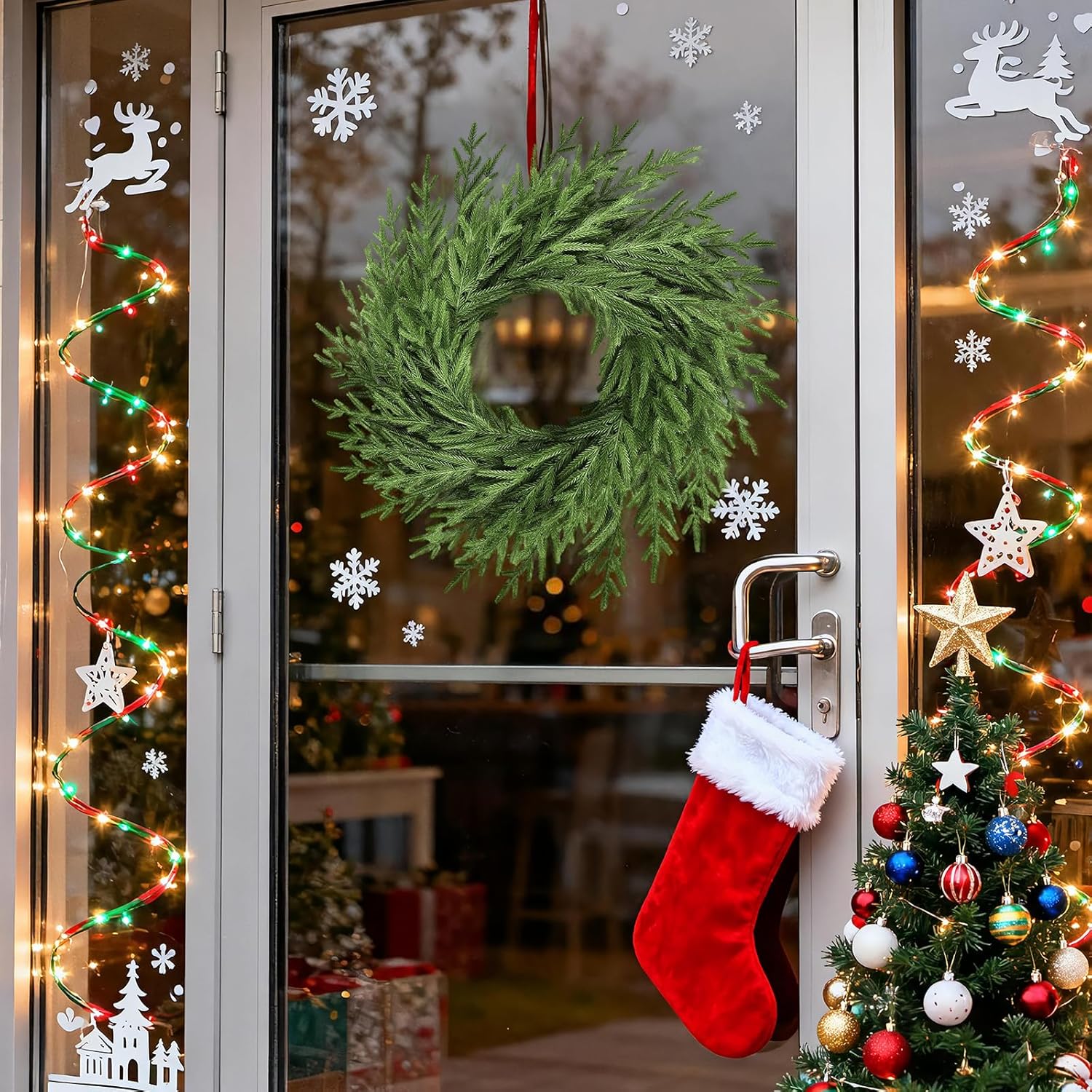 Regine Switzerland 26” Artificial Norfolk Pine Wreath - Real Touch Greenery for Year-Round Home Decor