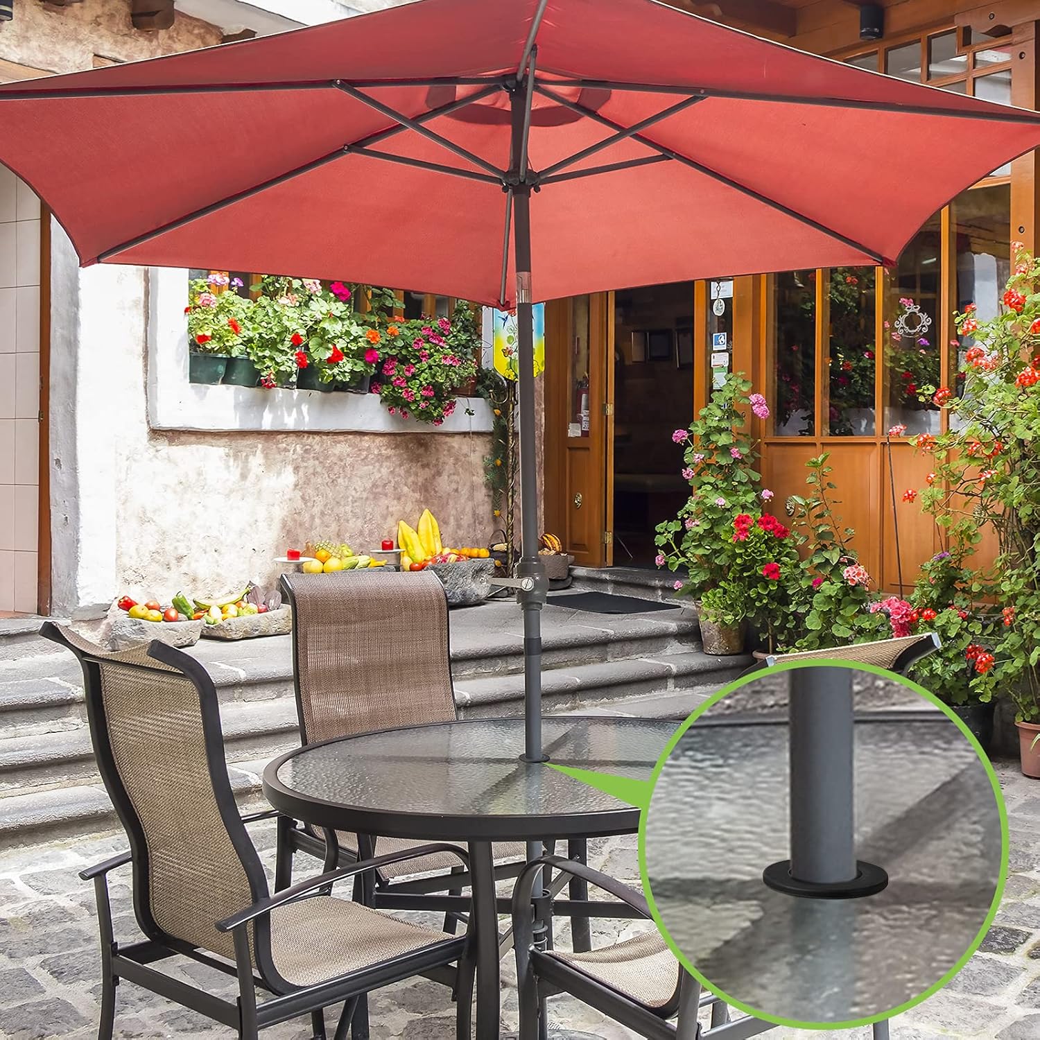 Outus Umbrella Stabilizer Sleeve - Fits 2 to 2.5 Inch Patio Table Holes & 1.5 Inch Umbrella Poles | Black, 2 Pack
