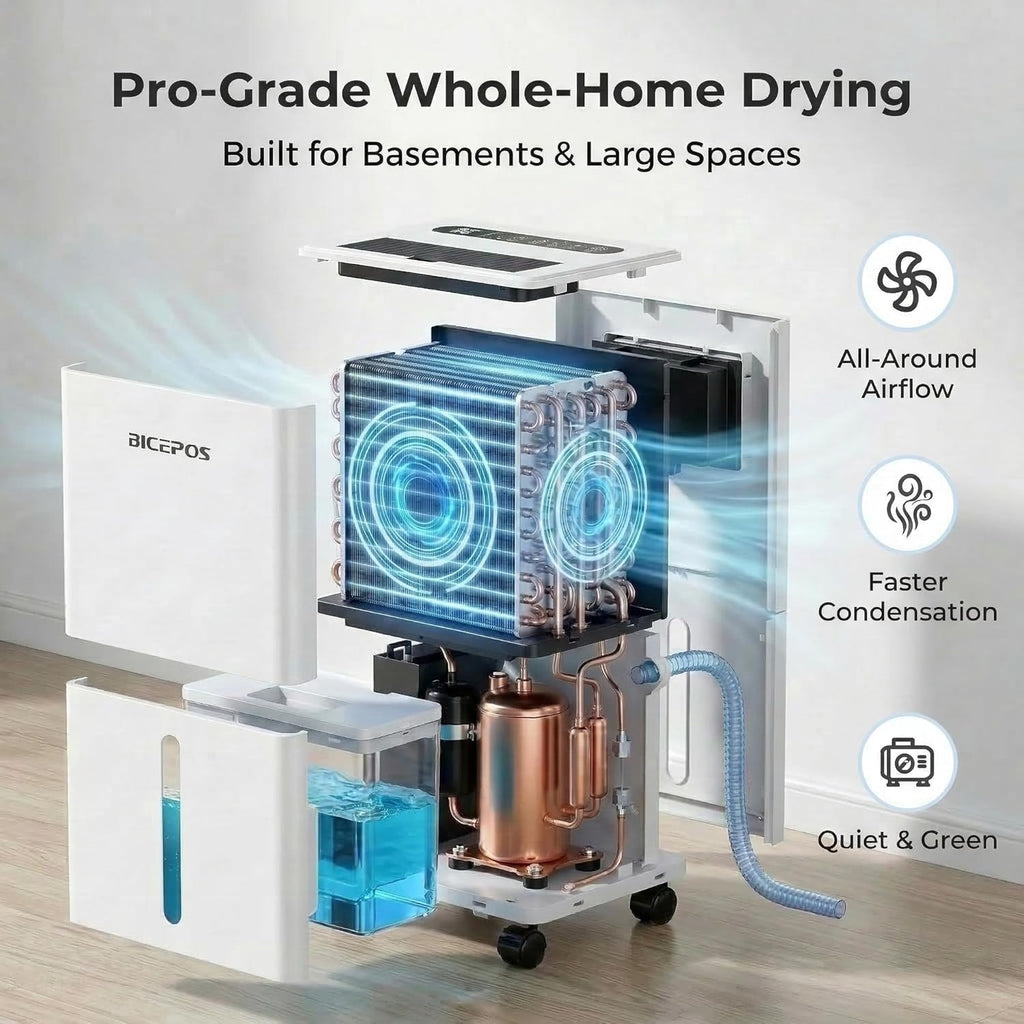 Regine Switzerland 1500 Sq.Ft Dehumidifier - 21 Pints, Auto Defrost, Intelligent Humidity Control | Ideal for Basement & Large Rooms