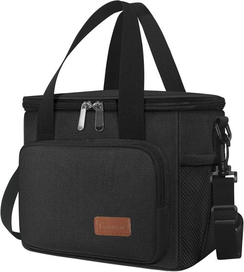 Femuar Insulated Lunch Box - Leakproof Reusable Cooler Bag for Work & Picnics - Adjustable Strap, Black