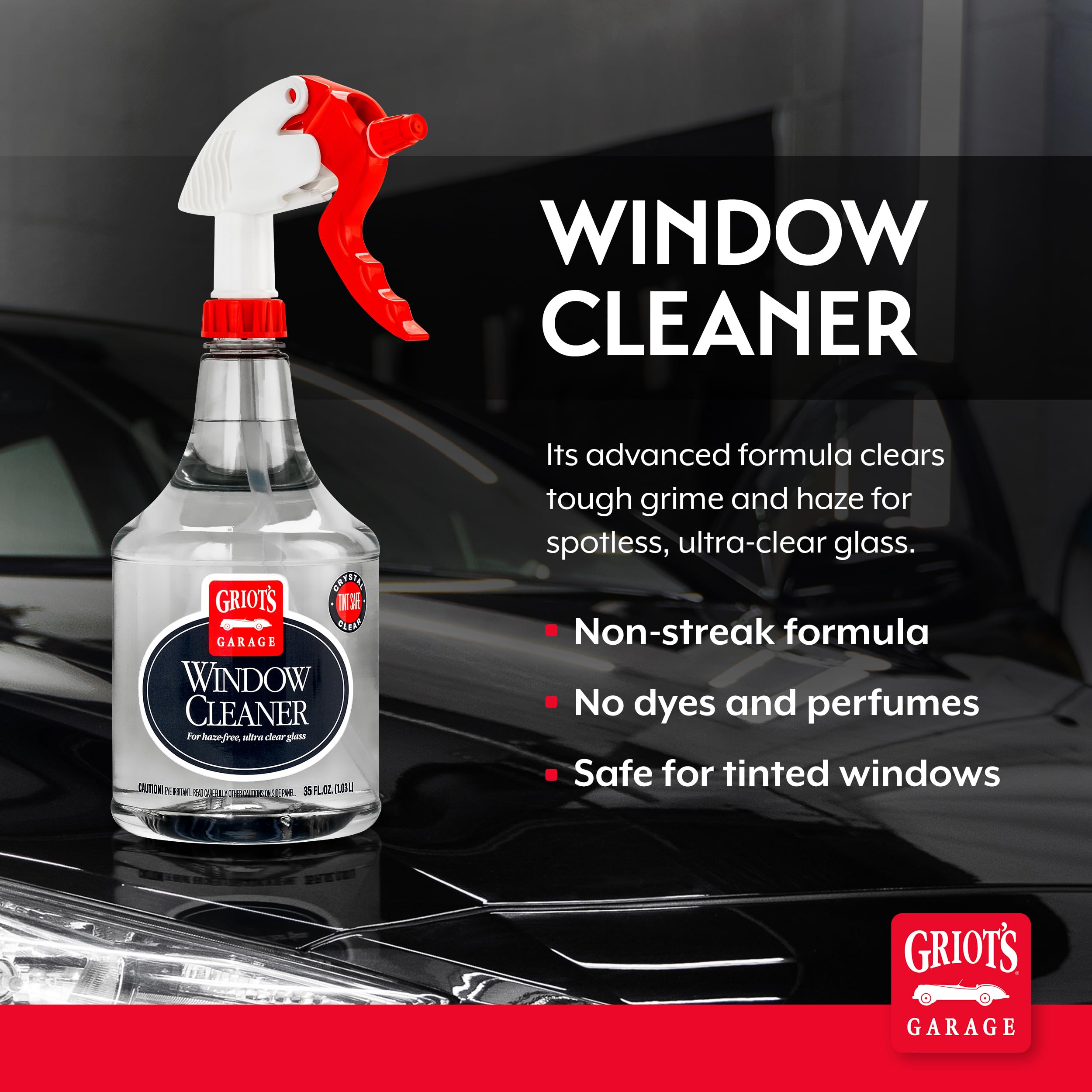 Griot's Garage Window Cleaner, Cleaning Spray for Automotive Windows, Mirrors, Shower Doors, and More, 11108, 35oz